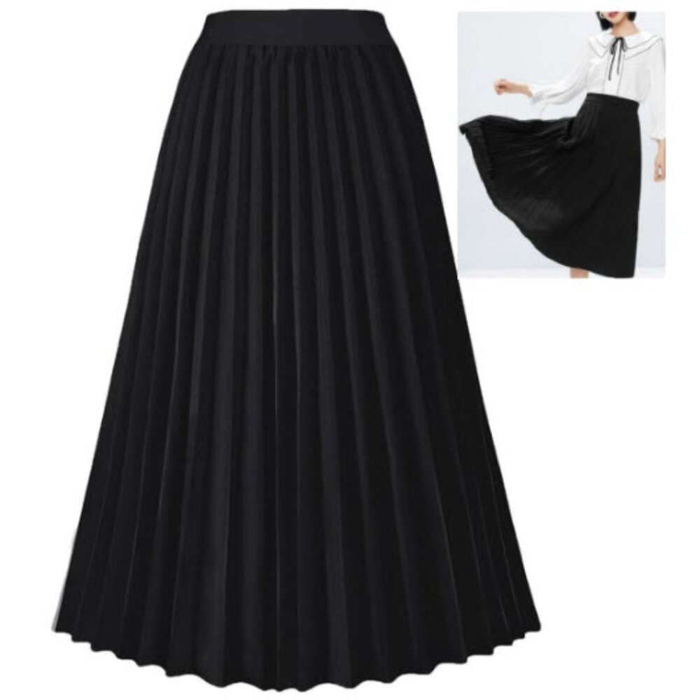 Lucy Black Midi Skirt with Timeless Elegance size large 44